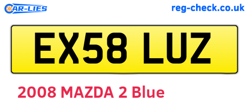 EX58LUZ are the vehicle registration plates.