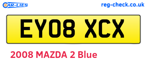 EY08XCX are the vehicle registration plates.