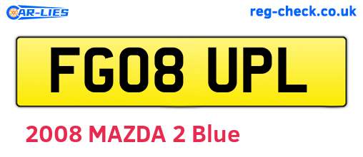 FG08UPL are the vehicle registration plates.
