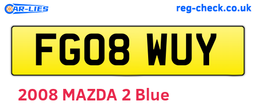 FG08WUY are the vehicle registration plates.