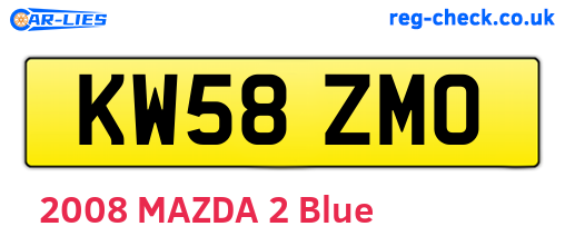 KW58ZMO are the vehicle registration plates.
