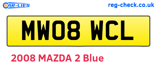 MW08WCL are the vehicle registration plates.