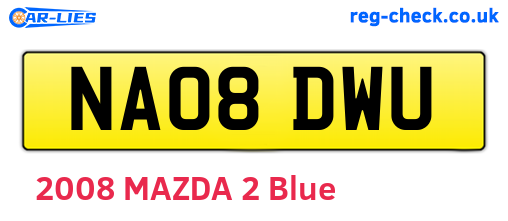 NA08DWU are the vehicle registration plates.