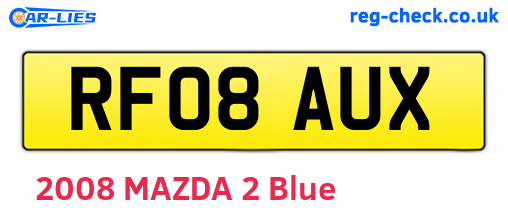 RF08AUX are the vehicle registration plates.