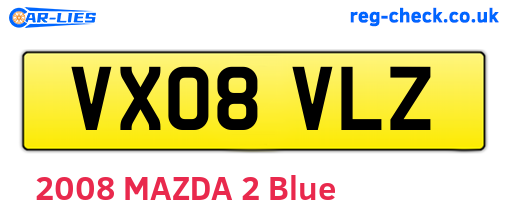 VX08VLZ are the vehicle registration plates.