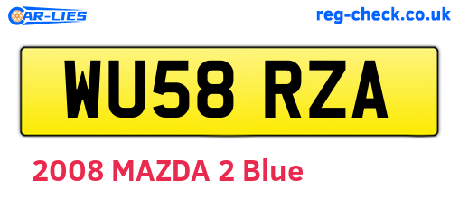 WU58RZA are the vehicle registration plates.