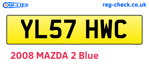 YL57HWC are the vehicle registration plates.