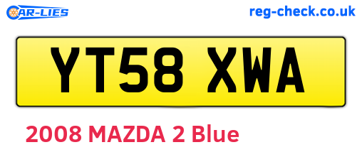 YT58XWA are the vehicle registration plates.