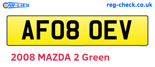 AF08OEV are the vehicle registration plates.
