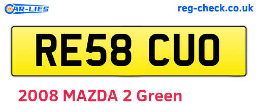 RE58CUO are the vehicle registration plates.