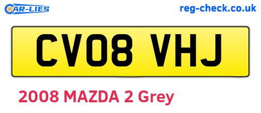 CV08VHJ are the vehicle registration plates.