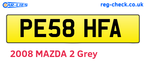 PE58HFA are the vehicle registration plates.