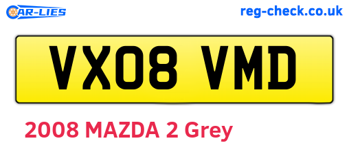 VX08VMD are the vehicle registration plates.