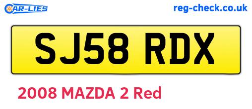 SJ58RDX are the vehicle registration plates.