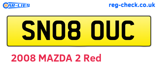 SN08OUC are the vehicle registration plates.