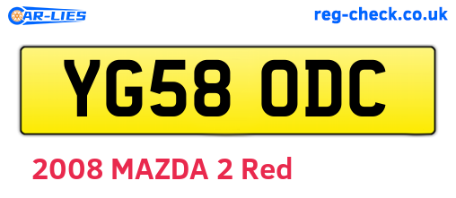 YG58ODC are the vehicle registration plates.
