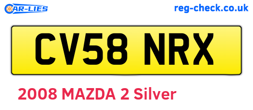 CV58NRX are the vehicle registration plates.