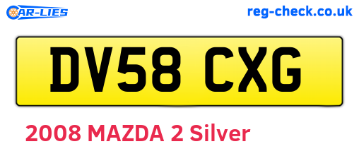 DV58CXG are the vehicle registration plates.