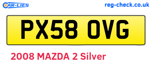 PX58OVG are the vehicle registration plates.