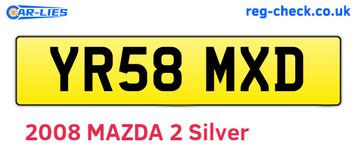 YR58MXD are the vehicle registration plates.