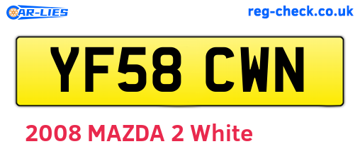YF58CWN are the vehicle registration plates.