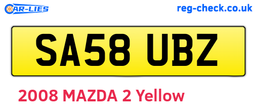 SA58UBZ are the vehicle registration plates.