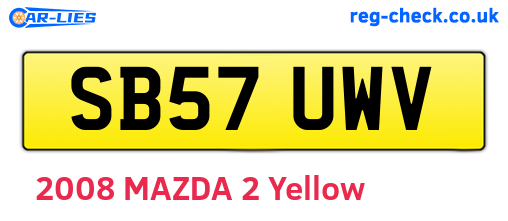 SB57UWV are the vehicle registration plates.