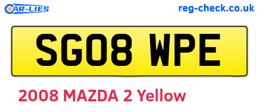SG08WPE are the vehicle registration plates.