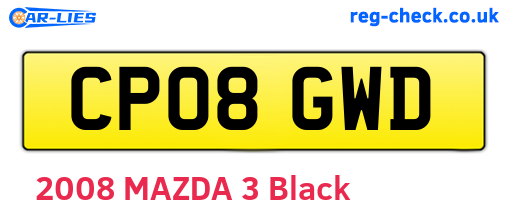 CP08GWD are the vehicle registration plates.