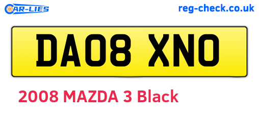 DA08XNO are the vehicle registration plates.