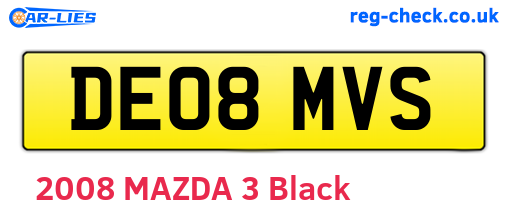 DE08MVS are the vehicle registration plates.