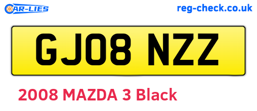 GJ08NZZ are the vehicle registration plates.