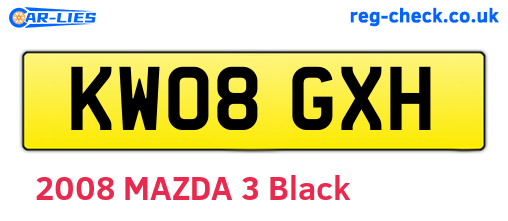 KW08GXH are the vehicle registration plates.