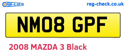 NM08GPF are the vehicle registration plates.