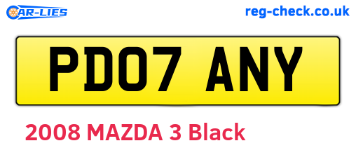 PD07ANY are the vehicle registration plates.