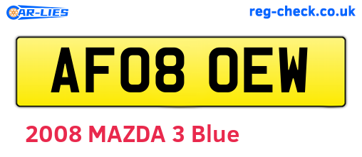 AF08OEW are the vehicle registration plates.