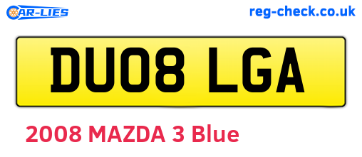 DU08LGA are the vehicle registration plates.