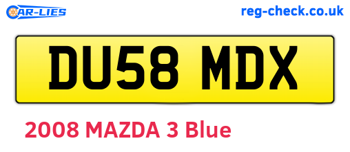 DU58MDX are the vehicle registration plates.