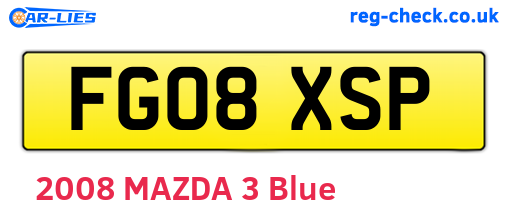 FG08XSP are the vehicle registration plates.
