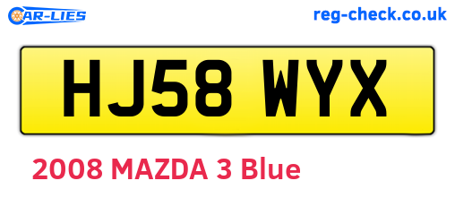 HJ58WYX are the vehicle registration plates.