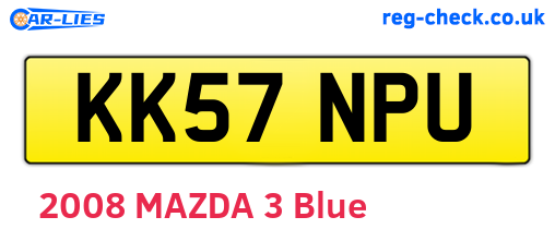 KK57NPU are the vehicle registration plates.