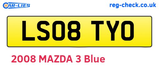 LS08TYO are the vehicle registration plates.