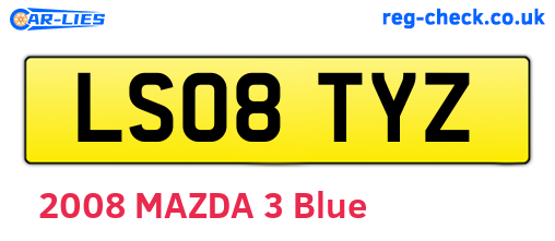 LS08TYZ are the vehicle registration plates.