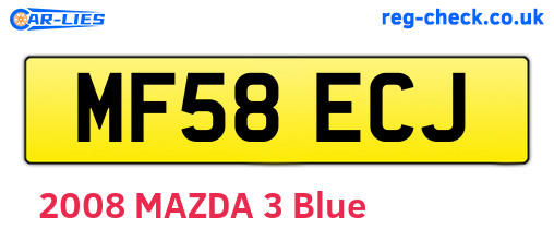 MF58ECJ are the vehicle registration plates.