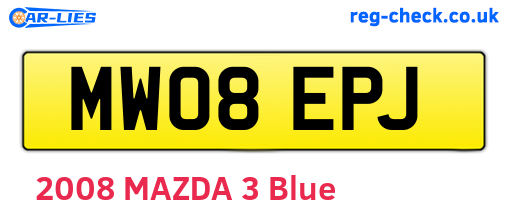 MW08EPJ are the vehicle registration plates.