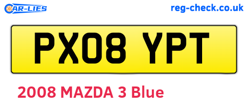 PX08YPT are the vehicle registration plates.