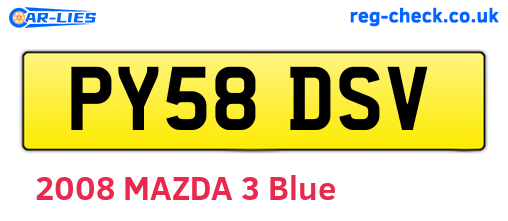 PY58DSV are the vehicle registration plates.