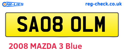 SA08OLM are the vehicle registration plates.