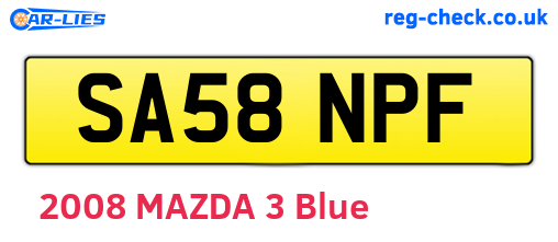 SA58NPF are the vehicle registration plates.