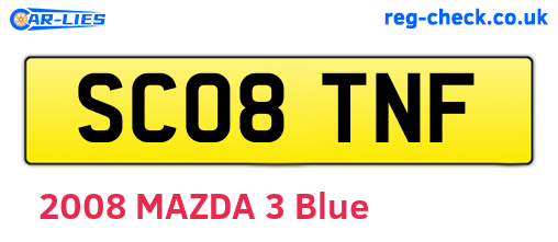 SC08TNF are the vehicle registration plates.